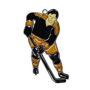 Vintage Pittsburgh Penguins Stained Glass Hockey Player Suncatcher